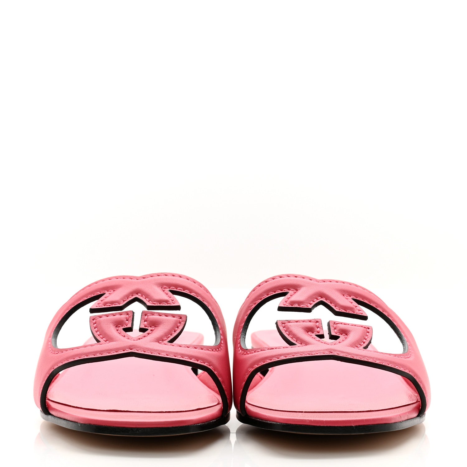 Gucci Cosmos Softy Calfskin Interlocking G Cut Out Slide Sandals 37.5 Rhodamine Pink 2 of 9