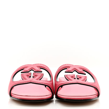 Gucci Cosmos Softy Calfskin Interlocking G Cut Out Slide Sandals 37.5 Rhodamine Pink 2 of 9