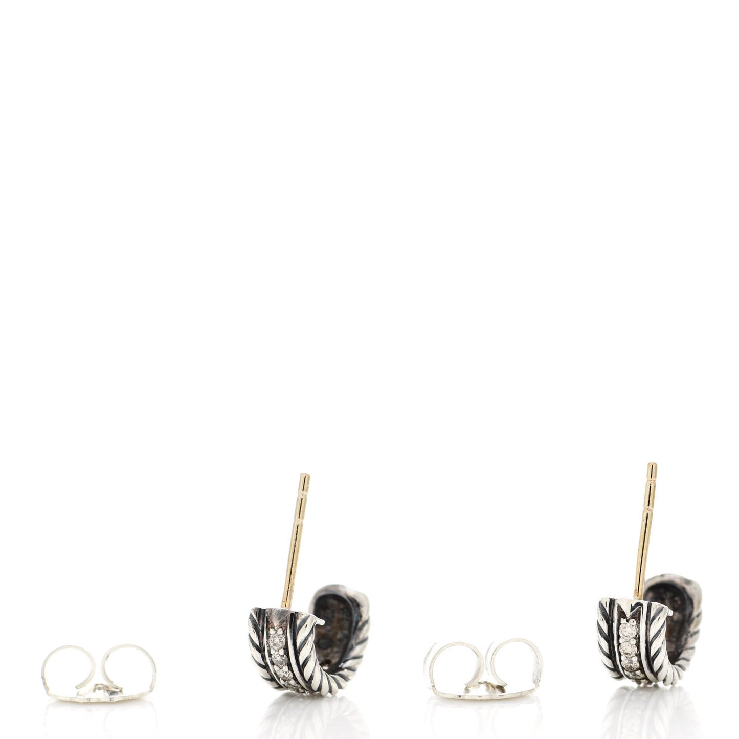 Sterling Silver Diamond 12mm Cable Hoop Earrings