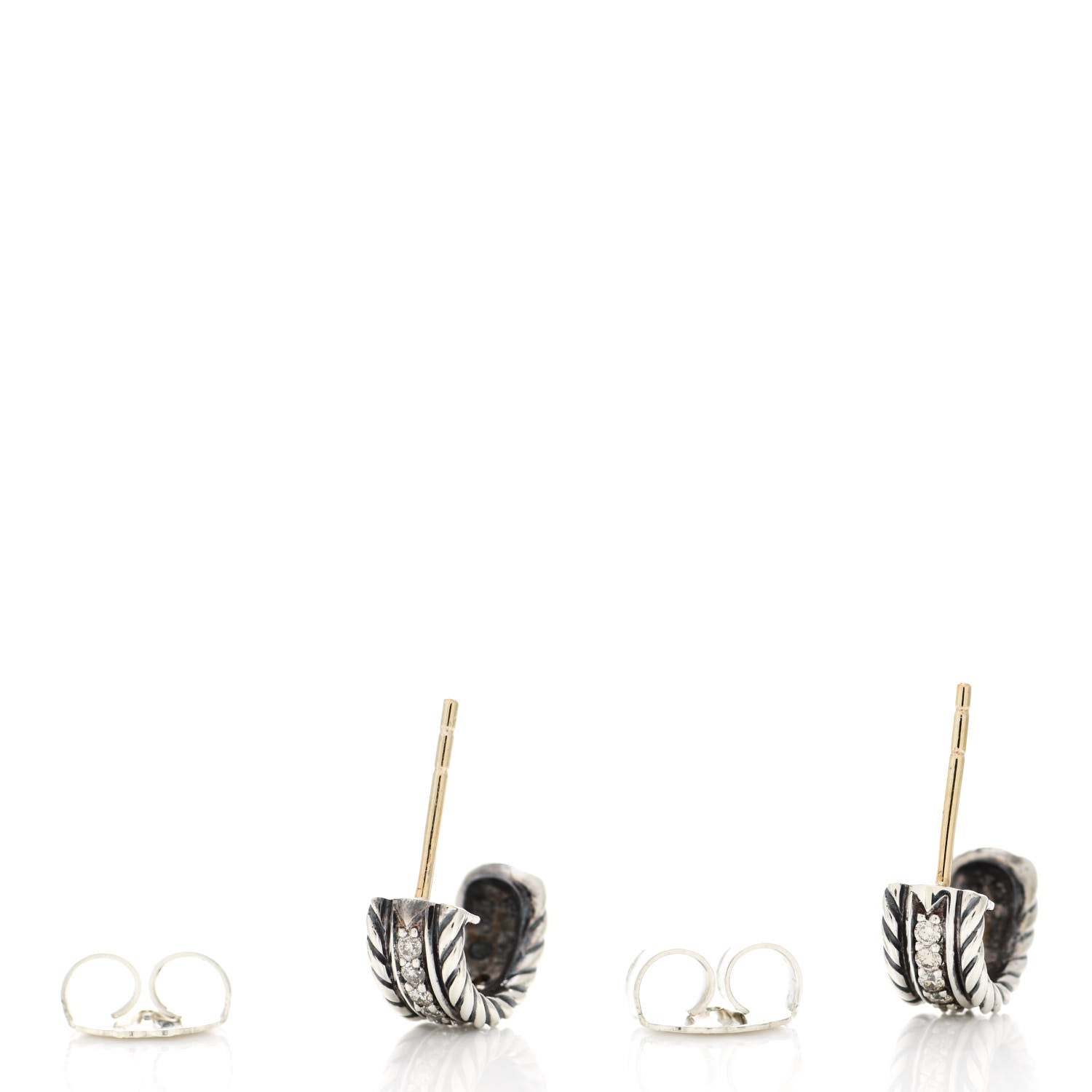 David Yurman Sterling Silver Diamond 12mm Cable Hoop Earrings 3 of 4