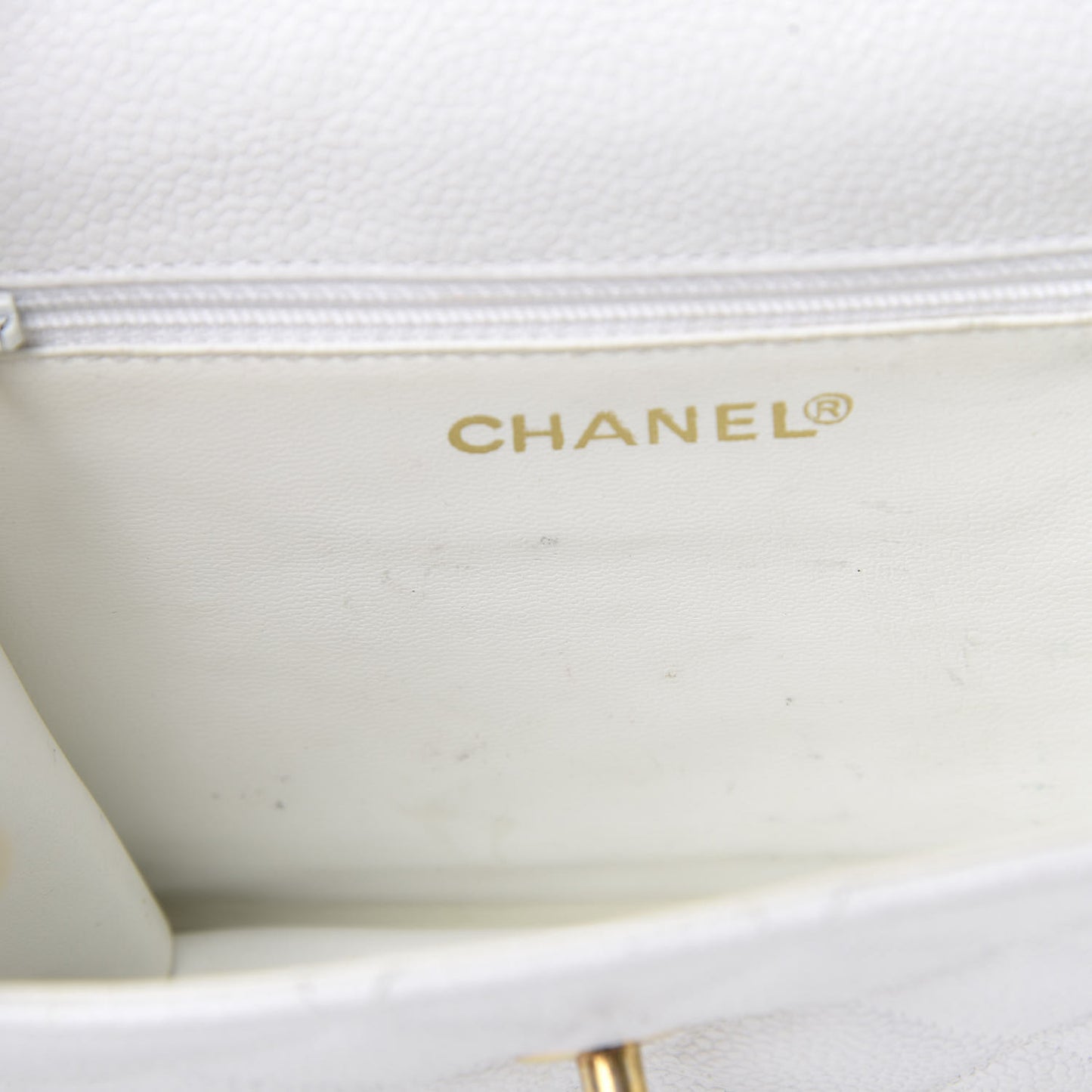 Caviar Quilted Single Flap Shoulder Bag White