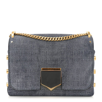 Jimmy Choo Denim Calfskin Lockett Petite Shoulder Bag Light Indigo 1 of 12