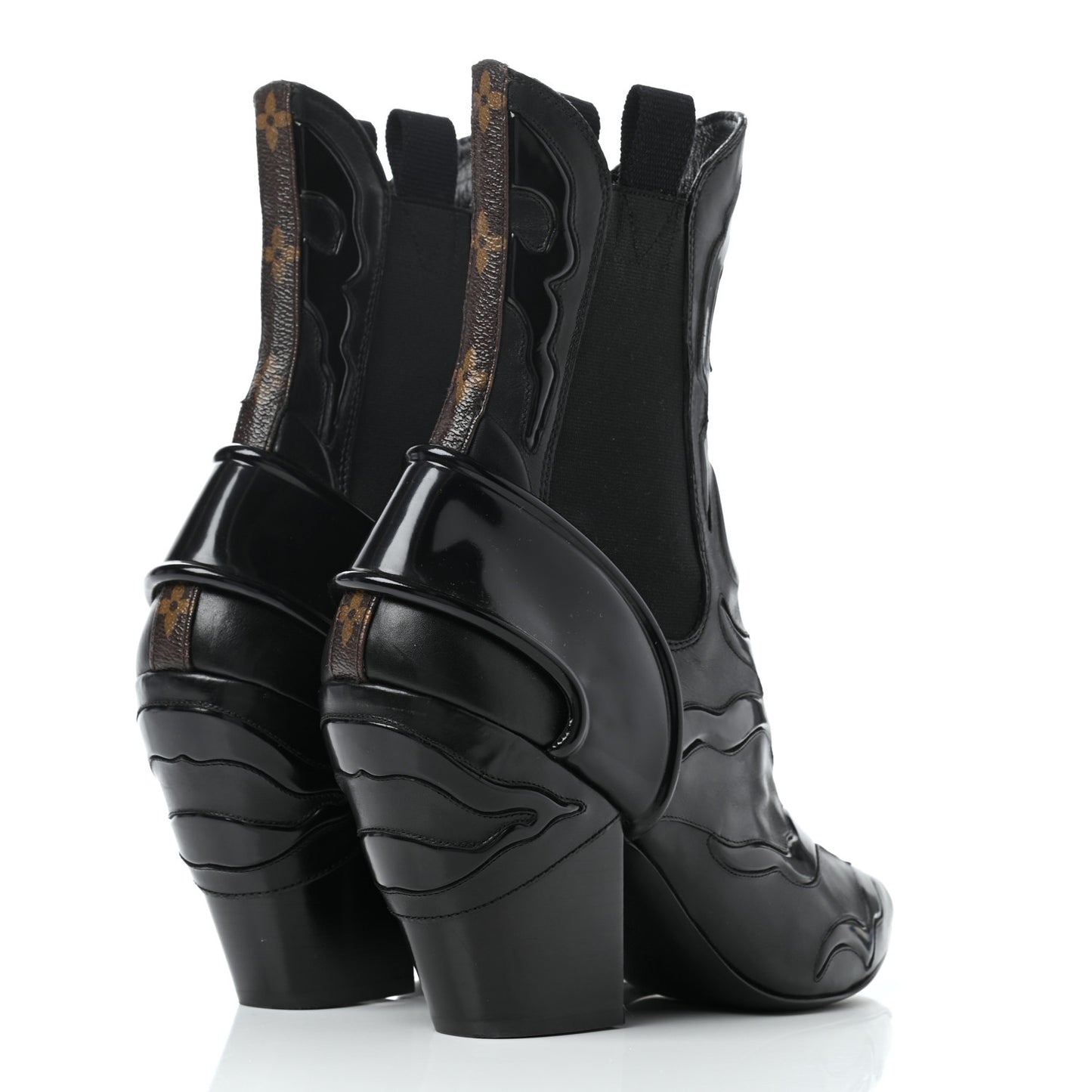 Patent Calfskin Monogram Fireball Ankle Boots 39 Black