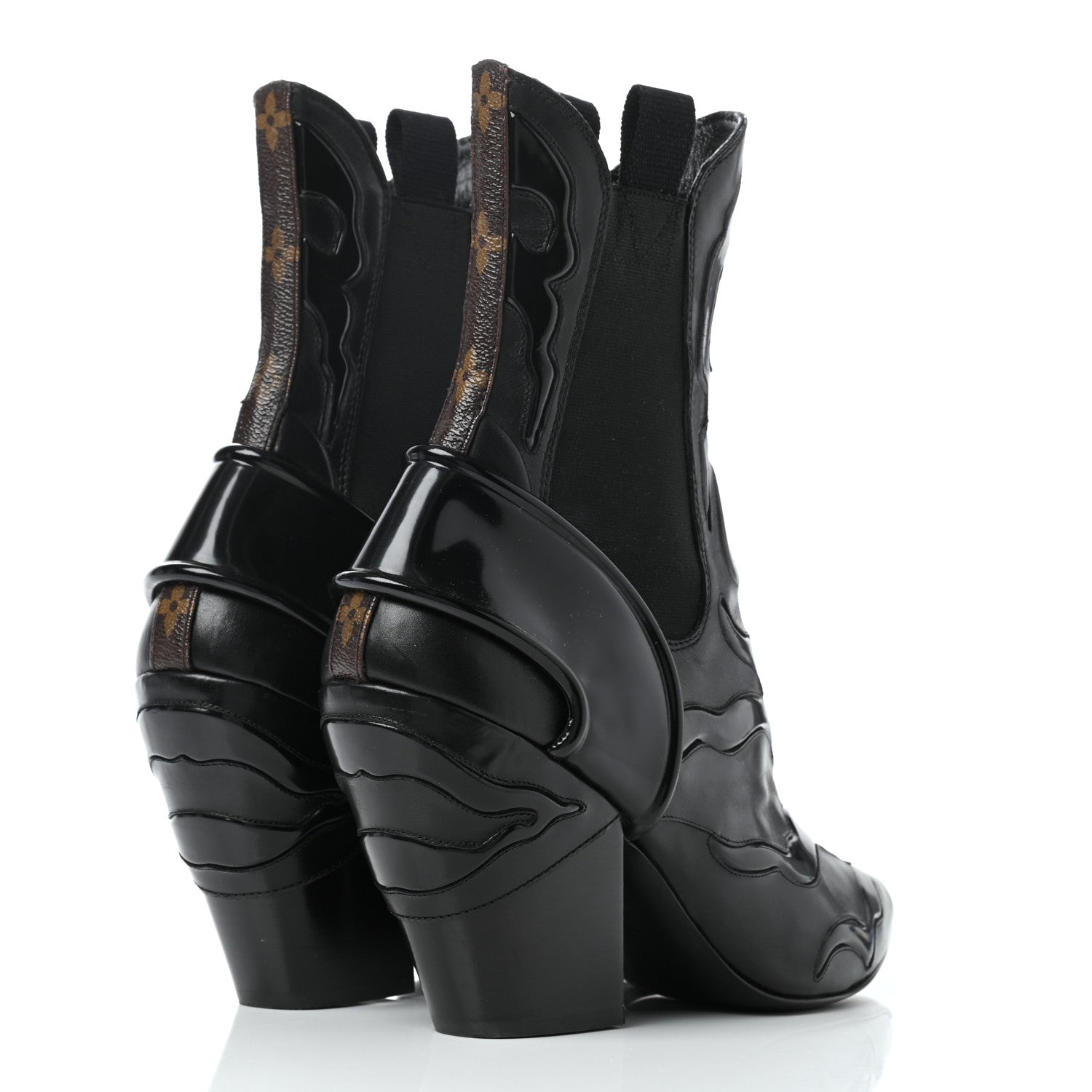 Louis Vuitton Patent Calfskin Monogram Fireball Ankle Boots 39 Black 4 of 12