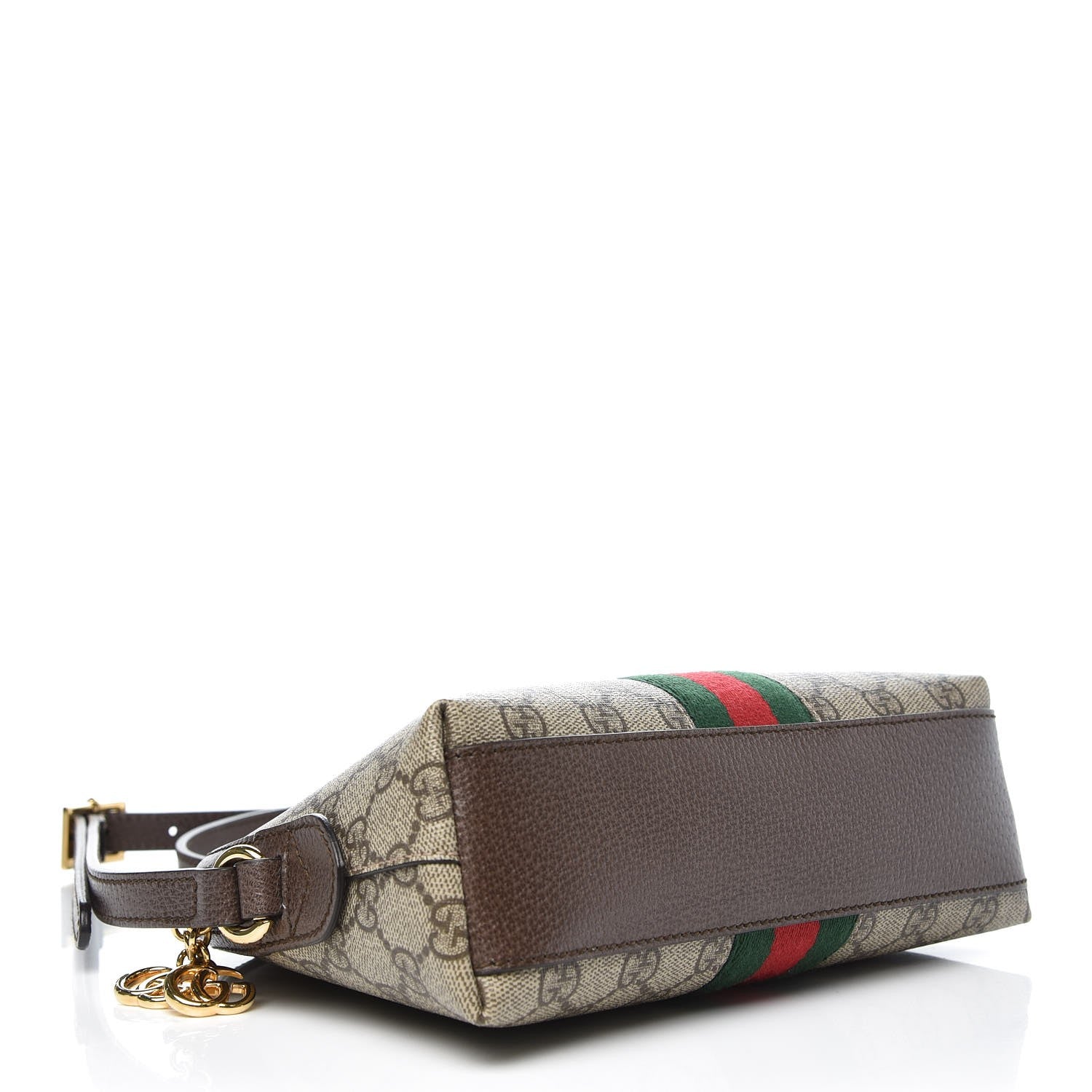 Gucci GG Supreme Monogram Textured Dollar Calfskin Web Small Ophidia Dome Shoulder Bag Beige Ebony New Acero 4 of 9