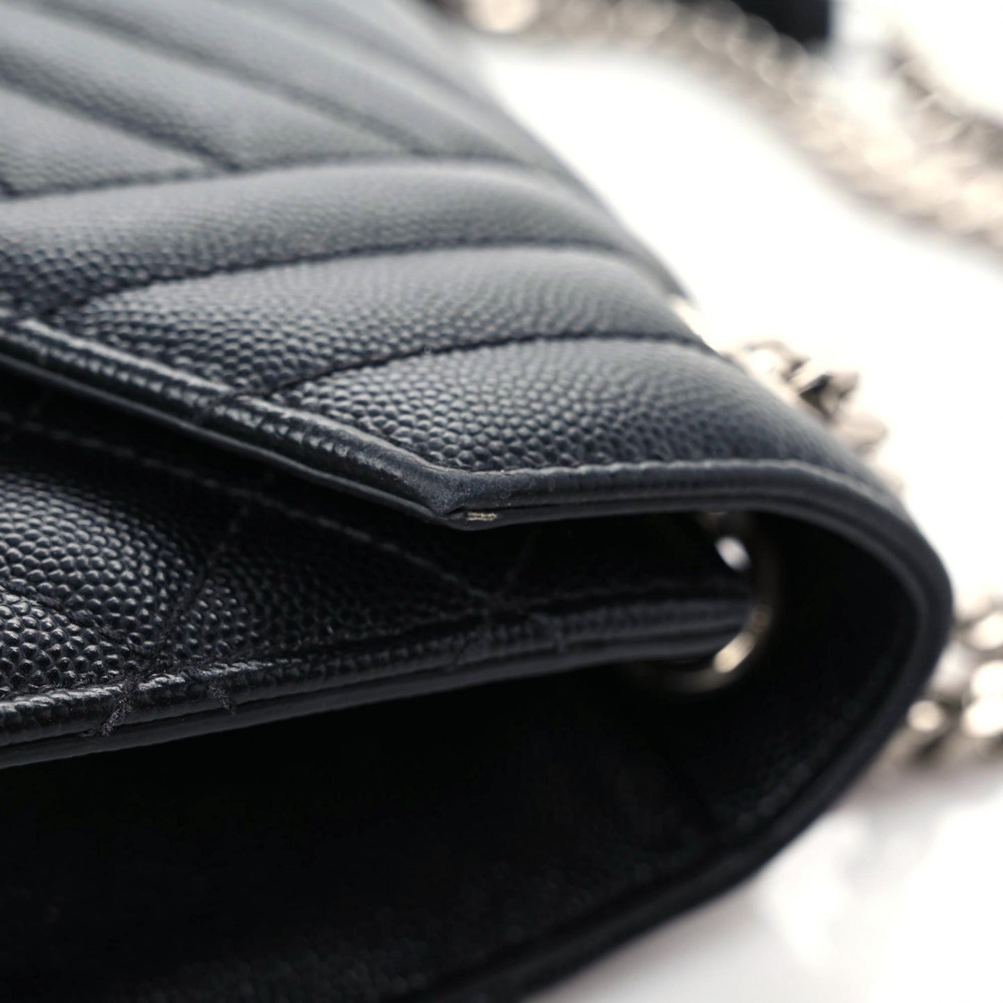 Grain De Poudre Textured Mixed Matelasse Triquilt Medium Monogram Satchel Black