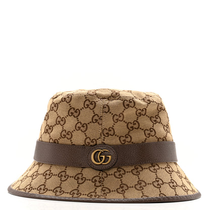Gucci Monogram Textured Dollar Calfskin GG Jago Bucket Hat XL Cacao Beige 4 of 11