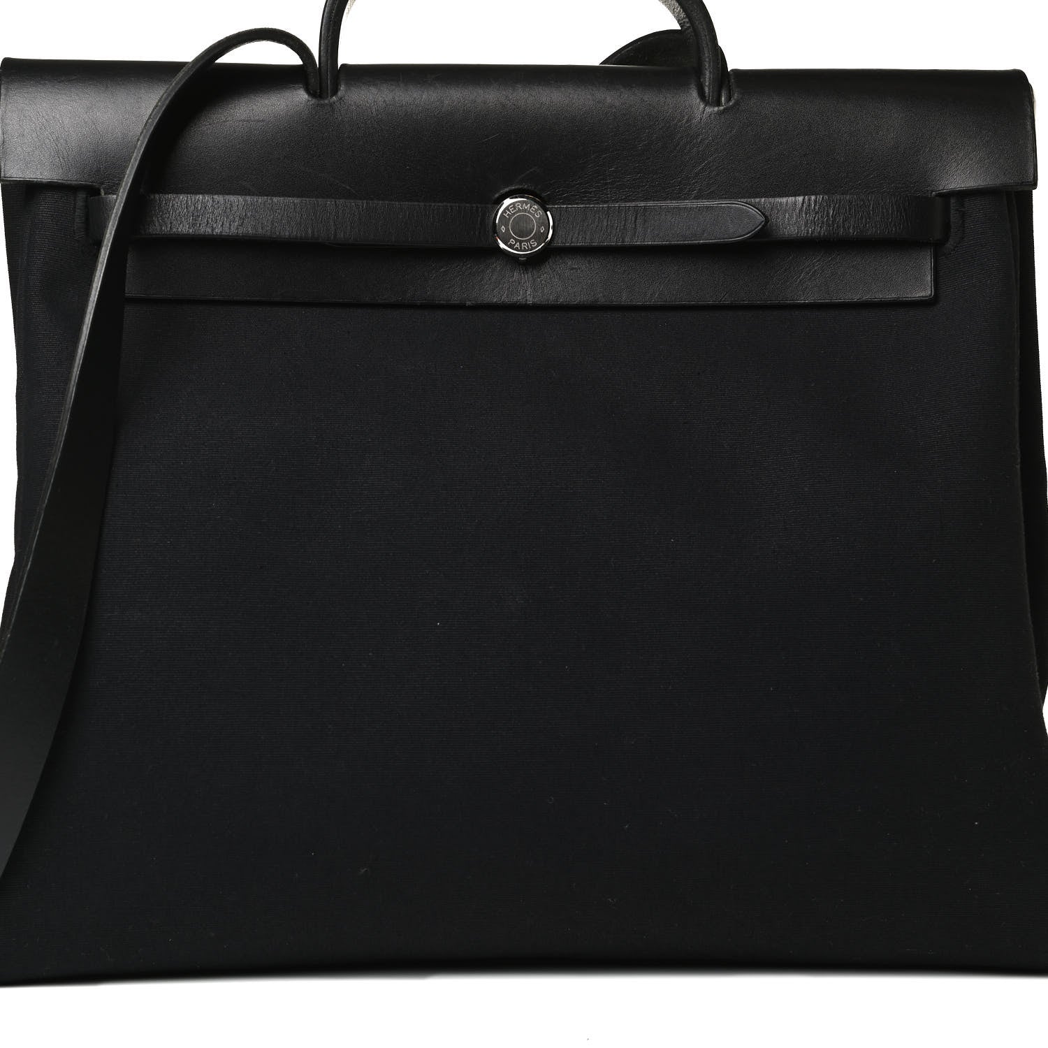Hermes Toile Vache Calfskin Herbag 30 PM Black 6 of 15