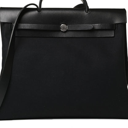 Hermes Toile Vache Calfskin Herbag 30 PM Black 6 of 15