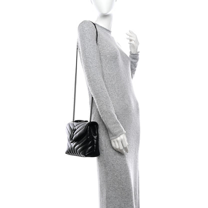Saint Laurent SAINT LAURENT Calfskin Y Quilted Monogram Monochrome Small Loulou Chain Satchel Black 2 of 9