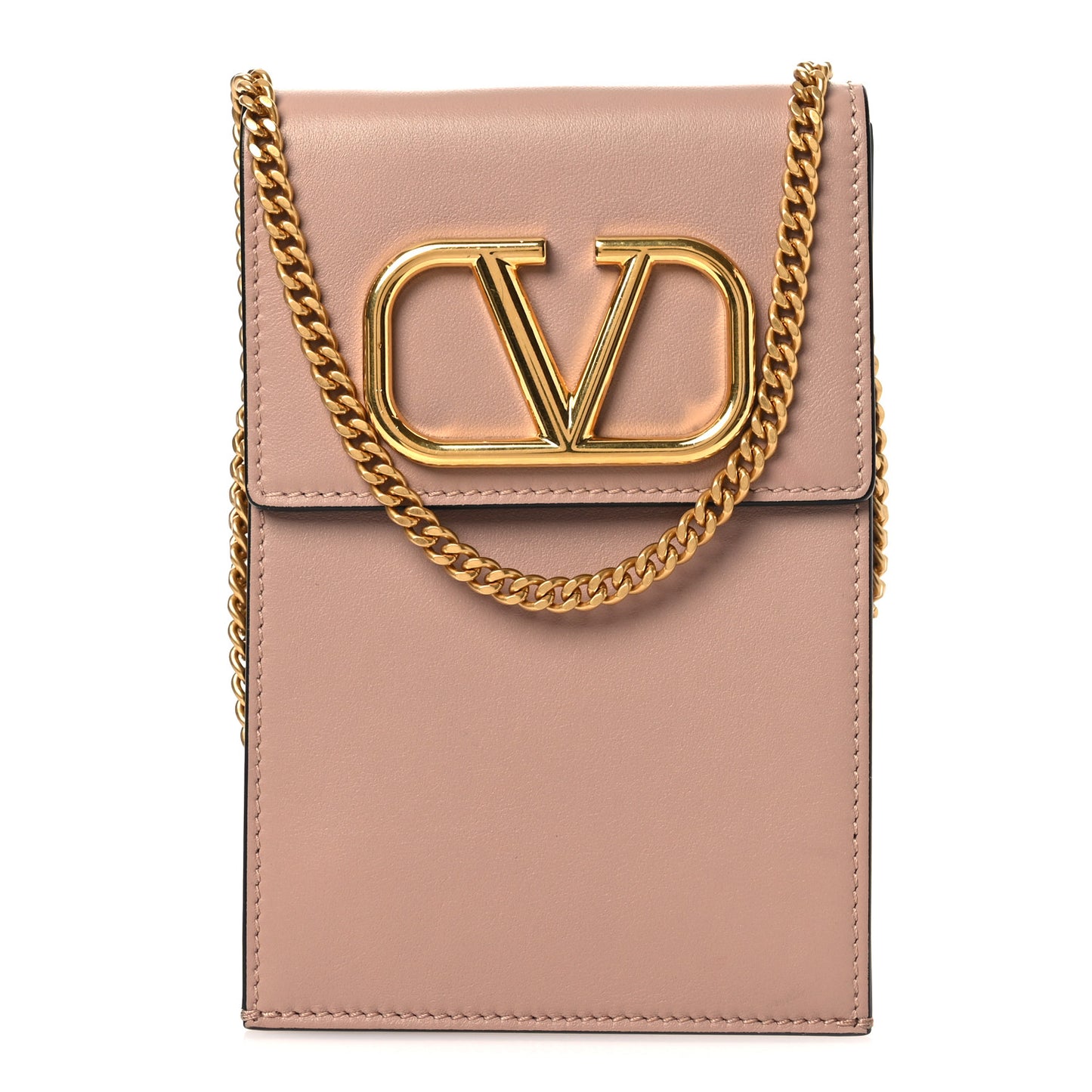 Calfskin Vlogo Phone Pouch Poudre