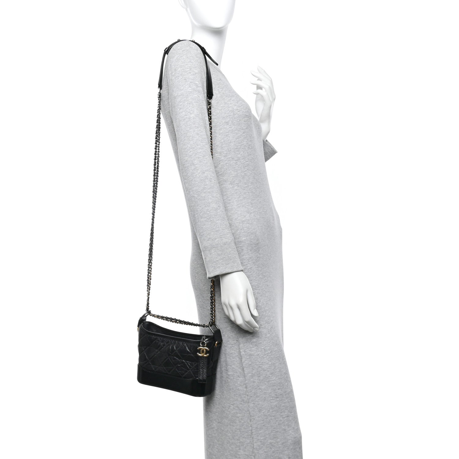 Chanel Aged Calfskin Quilted Small Gabrielle Hobo Black 2 of 10