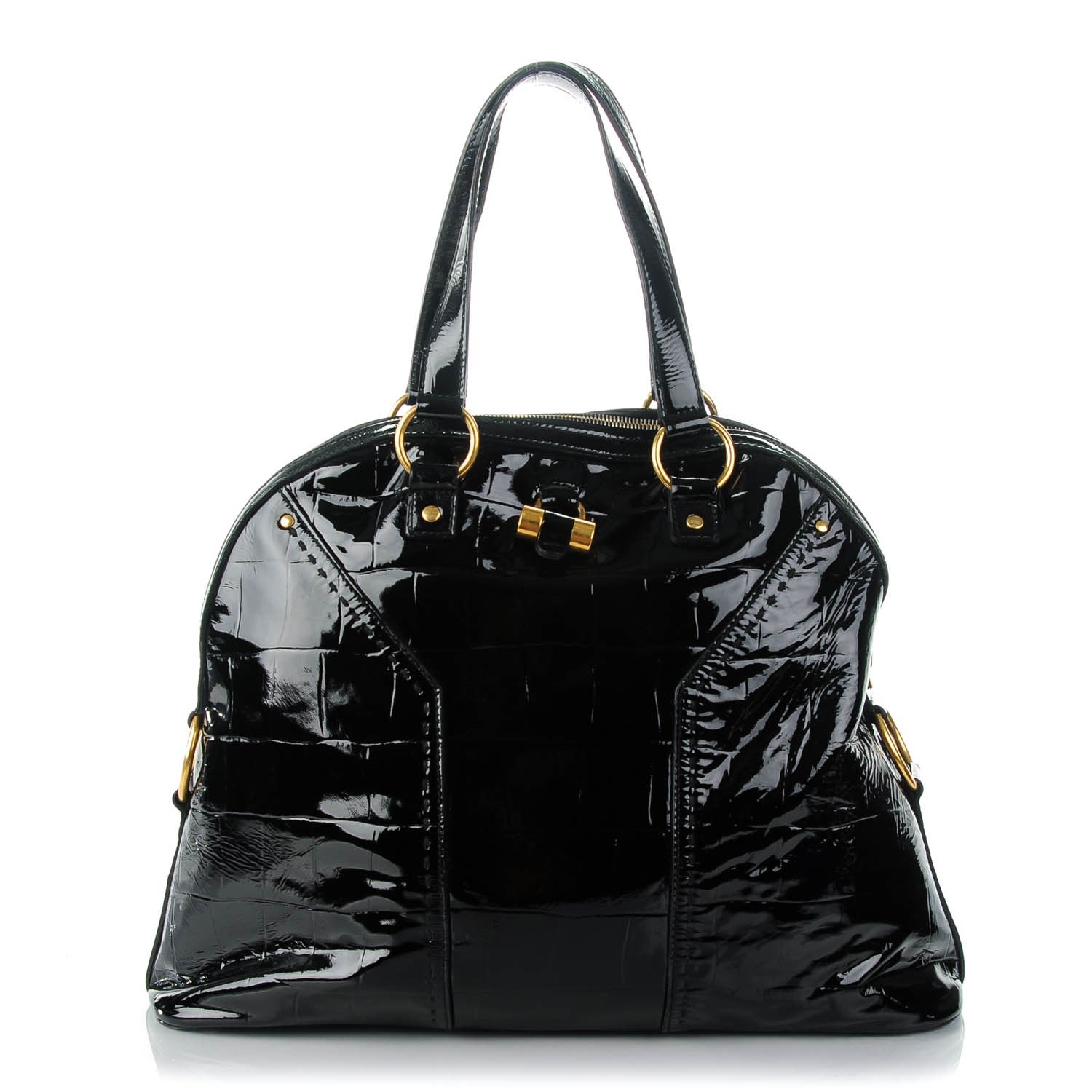 Saint Laurent Patent Croc Oversized Muse Black 1 of 7