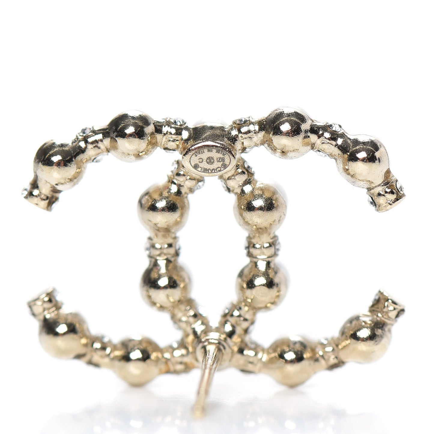 Pearl Crystal Nefertiti CC Earrings Gold