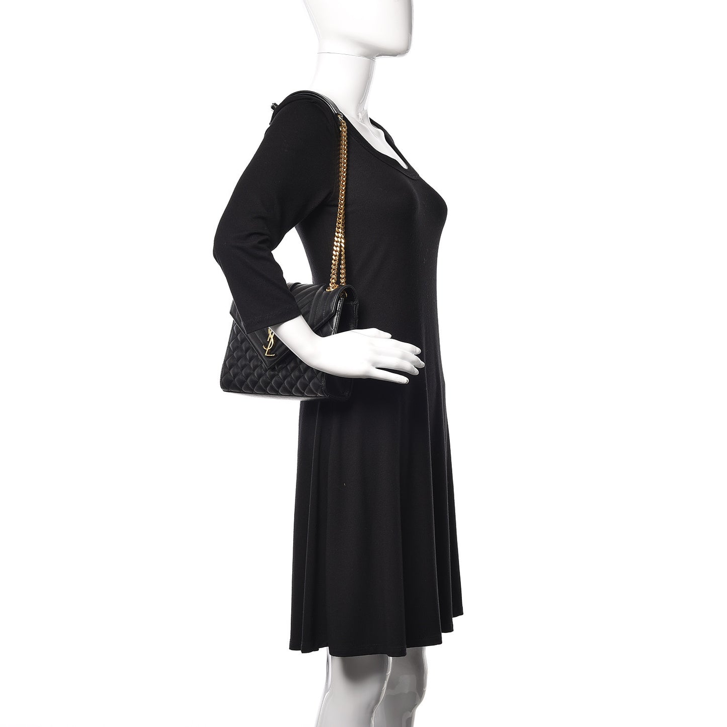 Grain De Poudre Textured Mixed Matelasse Triquilt Medium Monogram Satchel Black