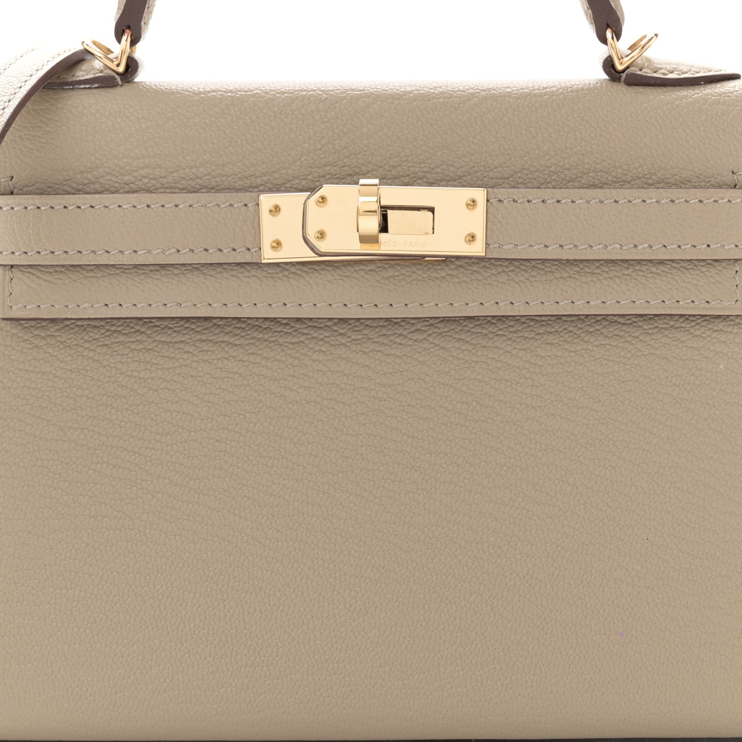 Chevre Mysore Horseshoe Mini Kelly Sellier 20 Gris Tourterelle Gris Perle