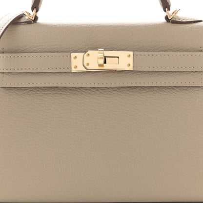 Hermes Chevre Mysore Horseshoe Mini Kelly Sellier 20 Gris Tourterelle Gris Perle 8 of 11