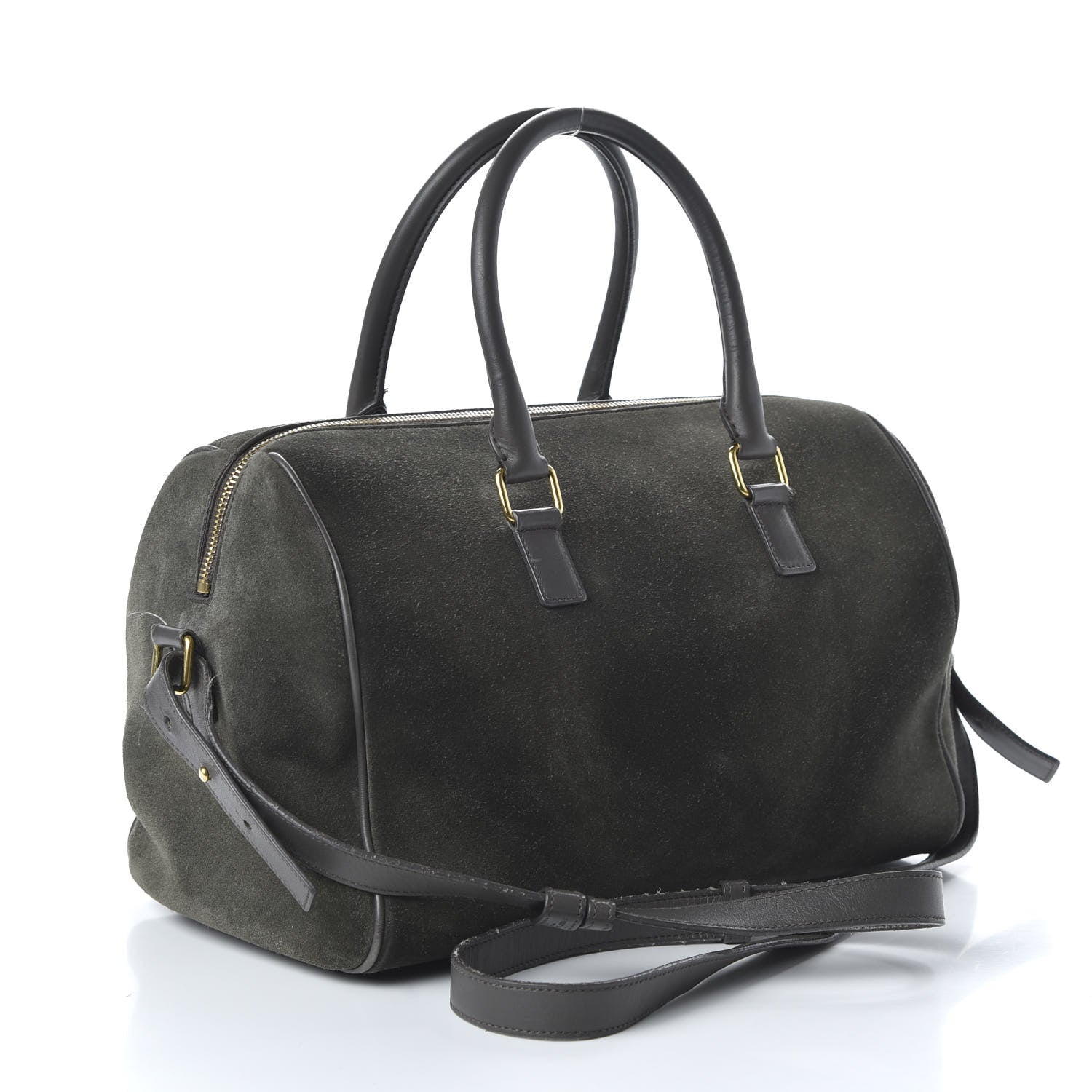 Saint Laurent Calfskin Suede Classic Duffle 6 Khaki 4 of 11