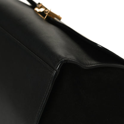 Celine Crocodile Embossed Calfskin Suede Medium Trapeze Black 11 of 15