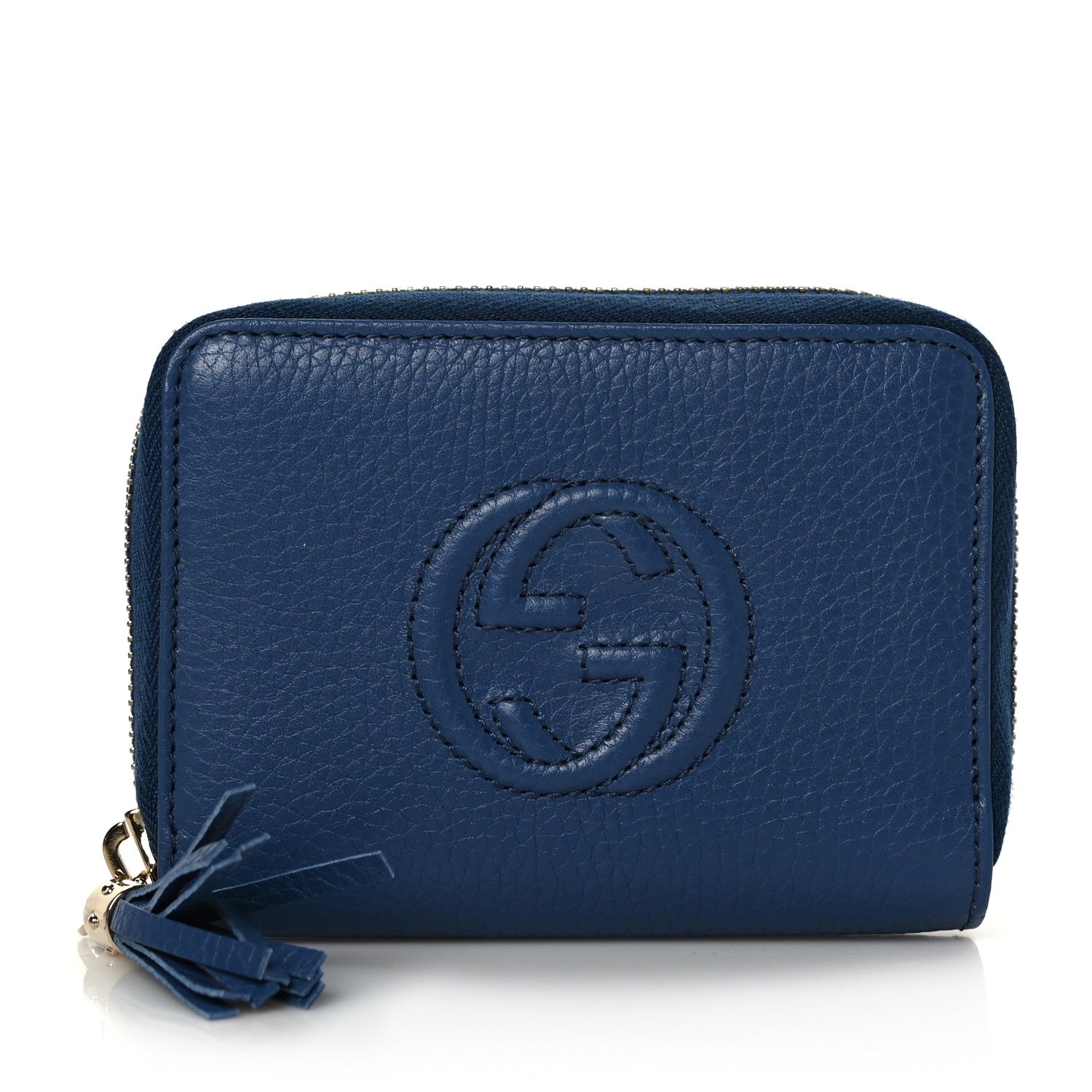 Gucci Pebbled Calfskin Small Soho Zip Around Wallet Blue 1 of 6