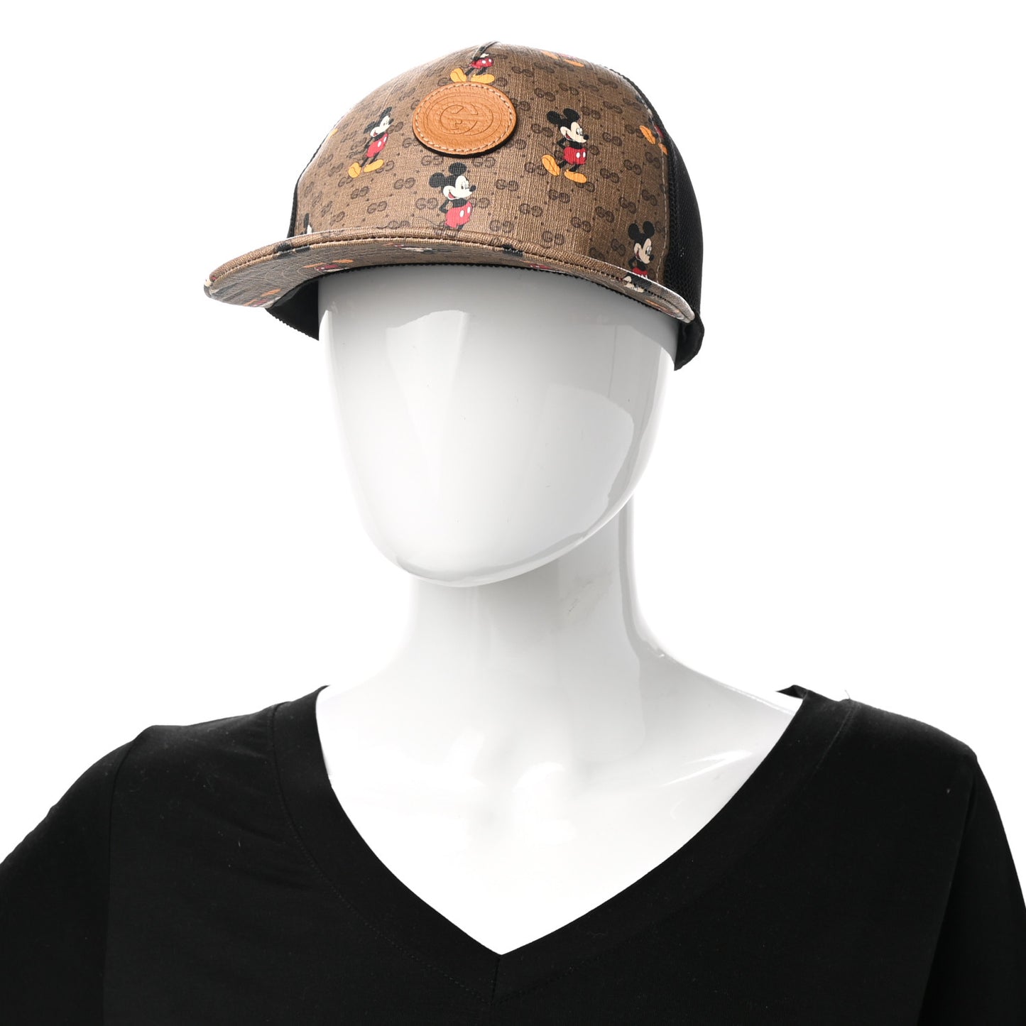 X DISNEY Mini Vintage GG Supreme Monogram Mickey Mouse Baseball Hat L Beige Vintage Sun Oil