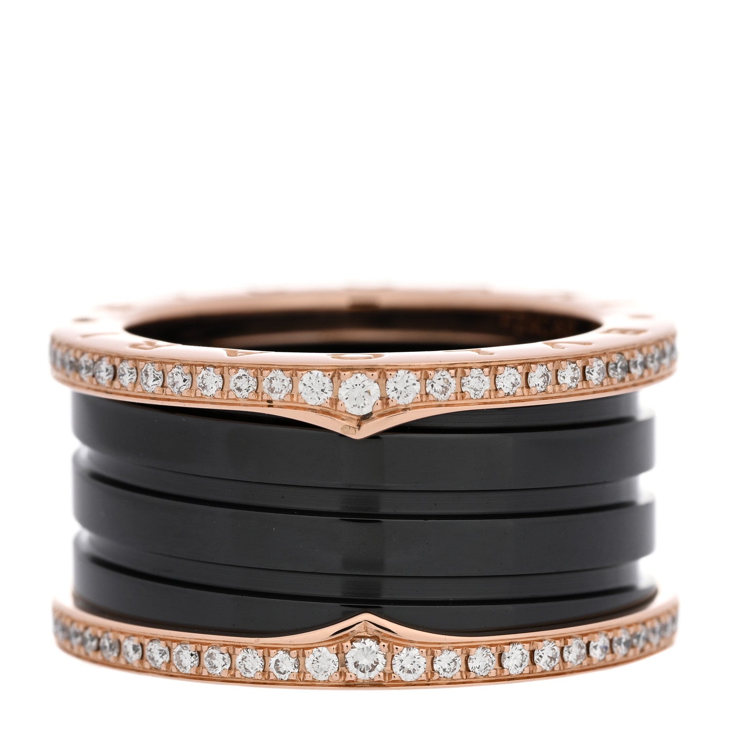 Bulgari 18K Rose Gold Black Ceramic Diamond B.Zero1 Four-Band Ring 55 7.25 3 of 6