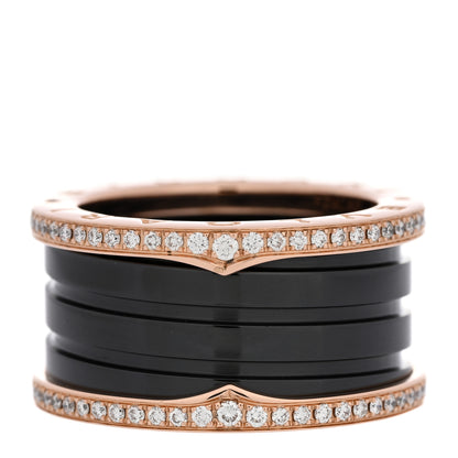 Bulgari 18K Rose Gold Black Ceramic Diamond B.Zero1 Four-Band Ring 55 7.25 3 of 6