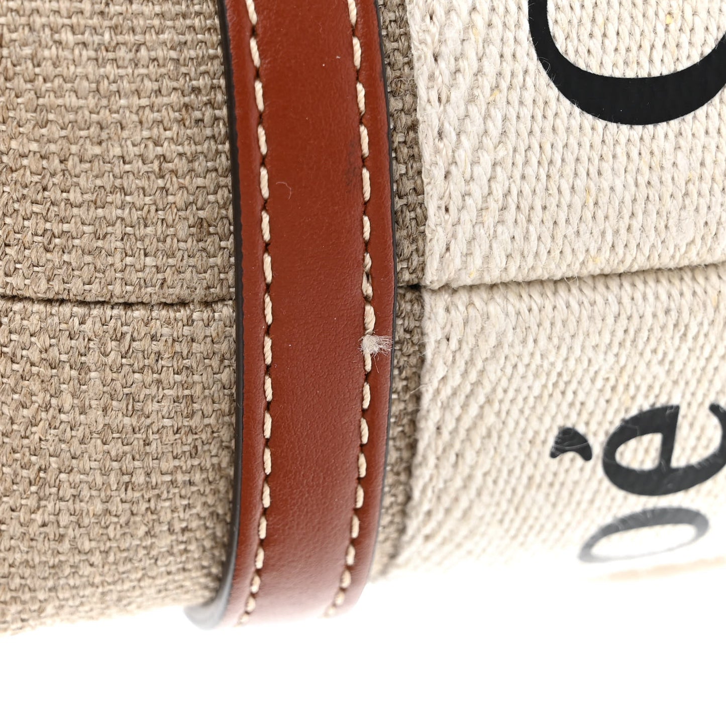 Cotton Calfskin Mini Woody Ribbon Tote White Brown