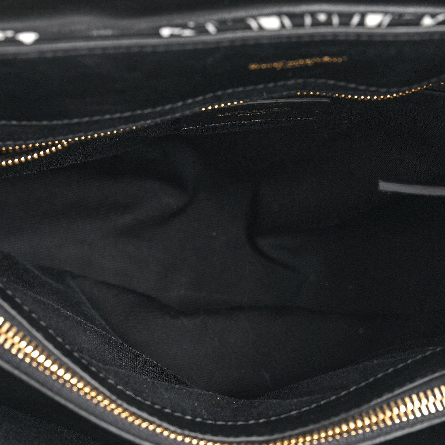 Saint Laurent Canvas Bandana Medium Loulou Chain Satchel Black White 7 of 13