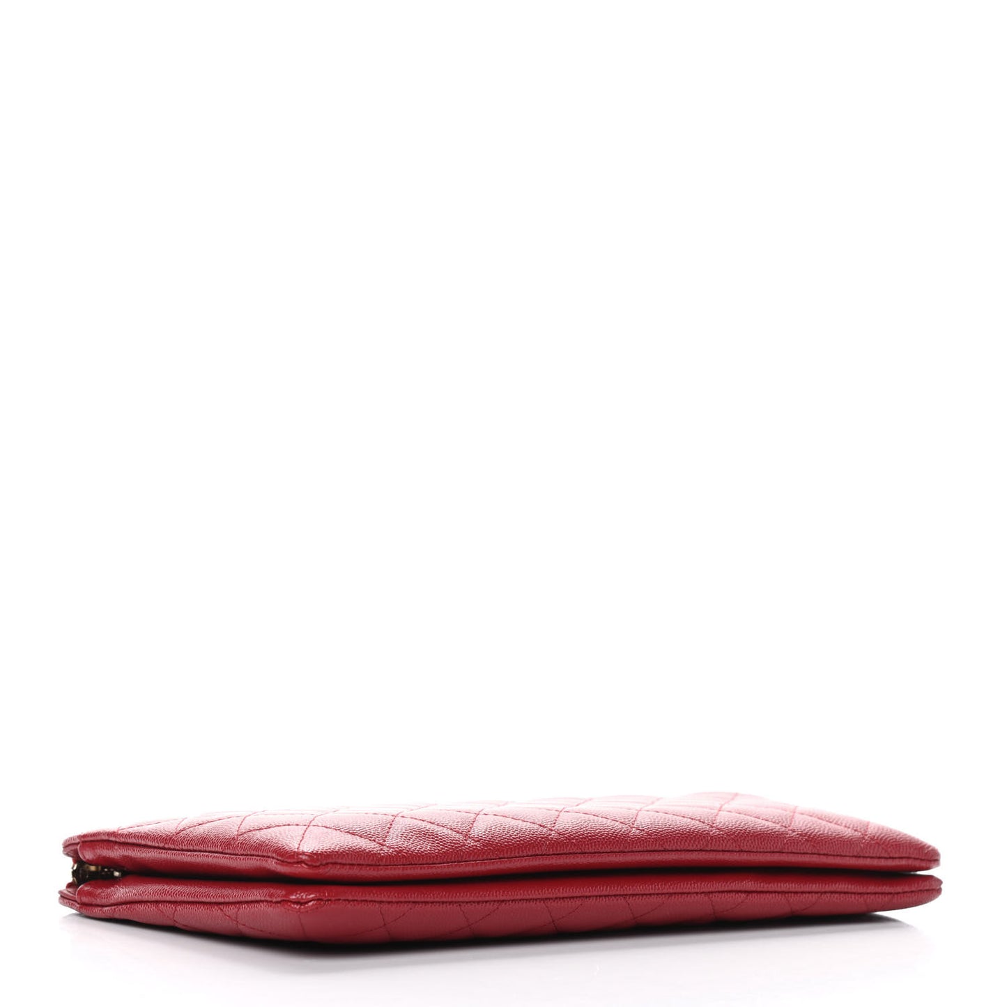 Caviar Quilted Large Zipped Clutch Red