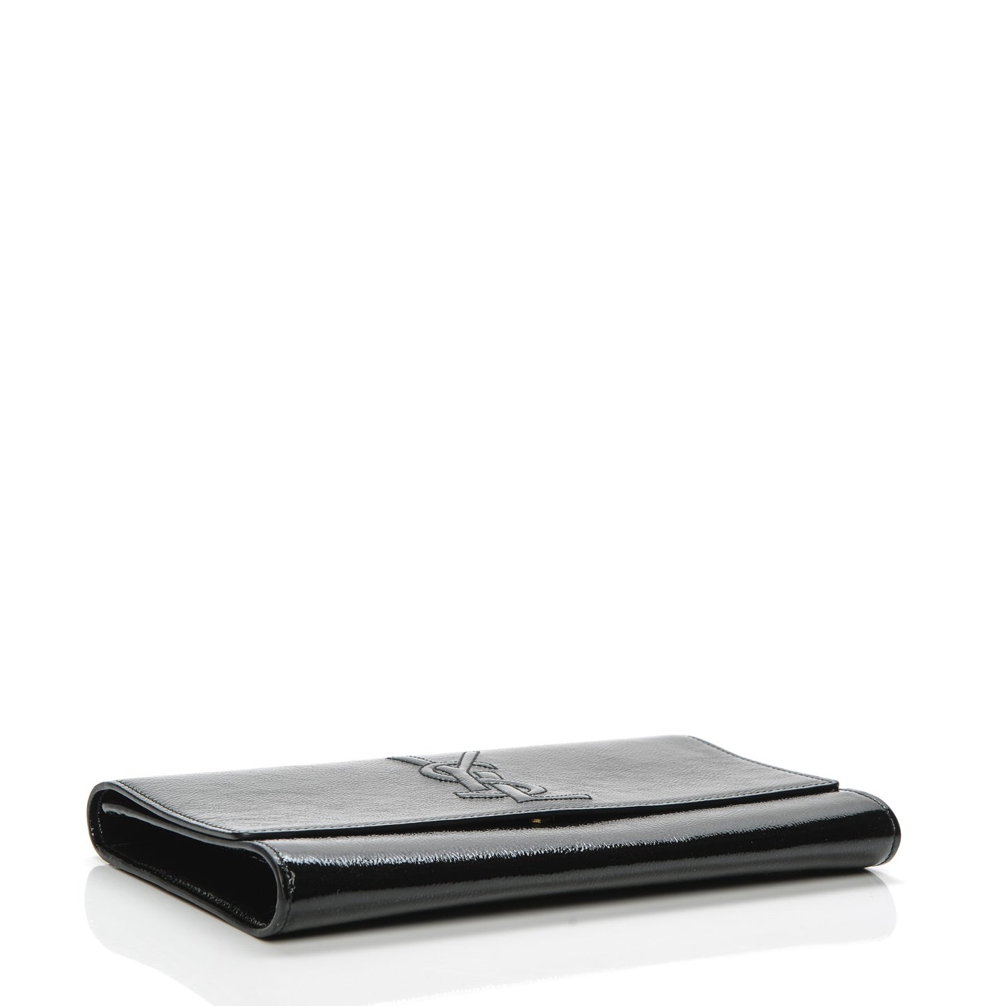 Textured Patent Monogram Large Belle De Jour Clutch Black