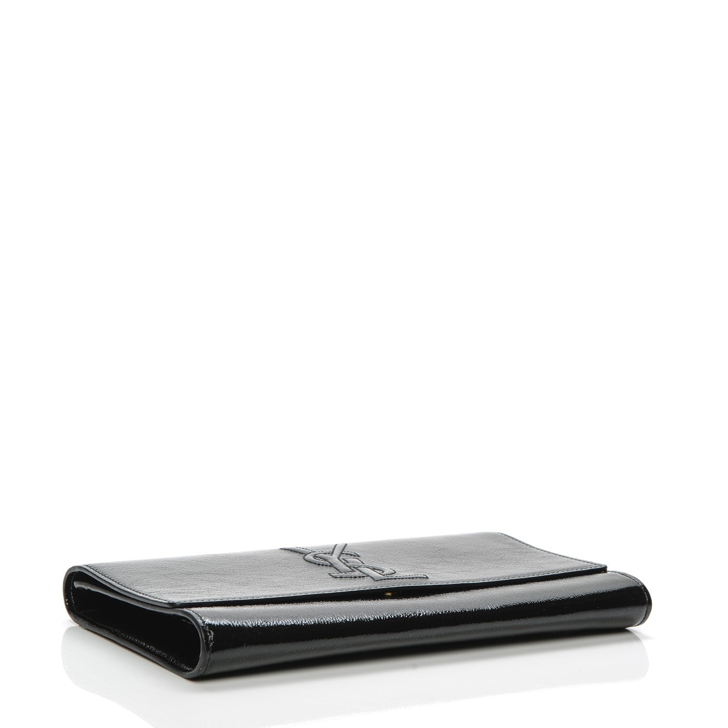 Saint Laurent Textured Patent Monogram Large Belle De Jour Clutch Black 4 of 7