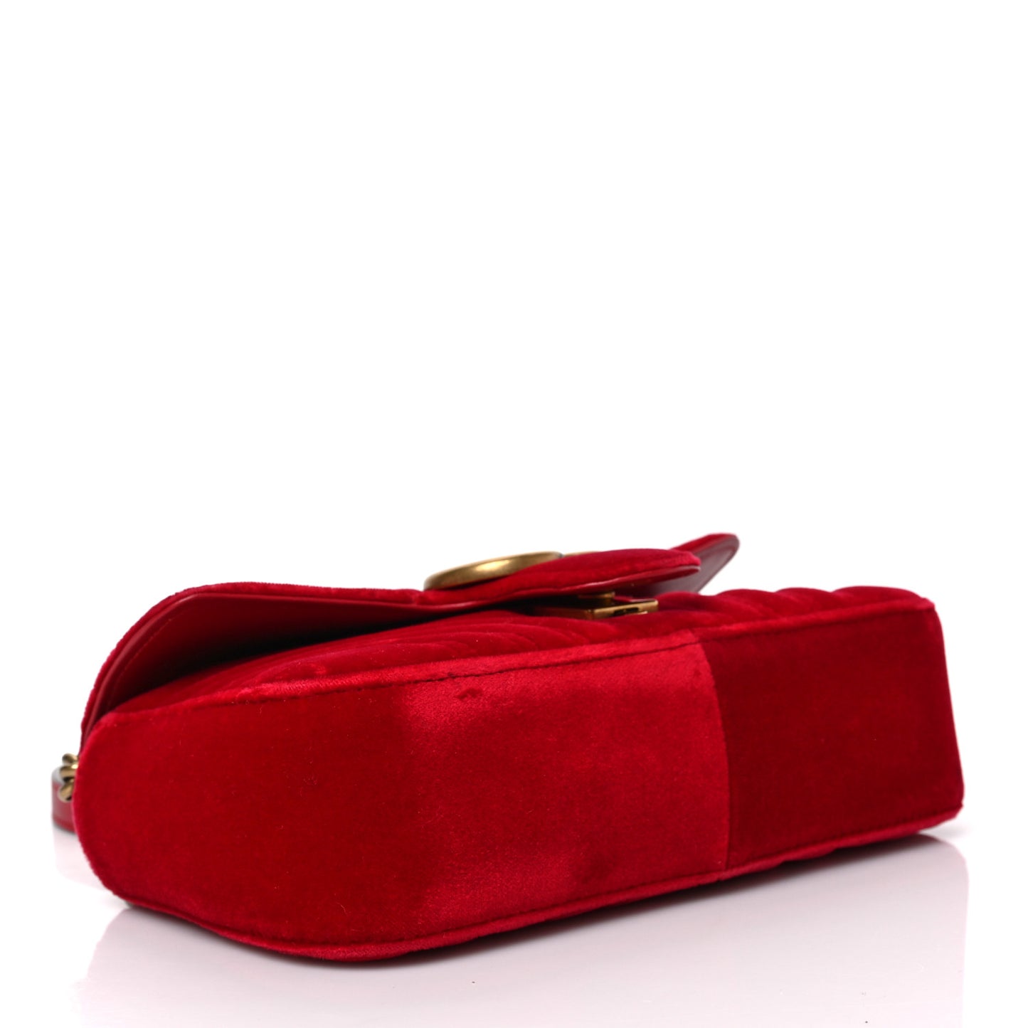 Velvet Matelasse Mini GG Marmont Shoulder Bag Hibiscus Red