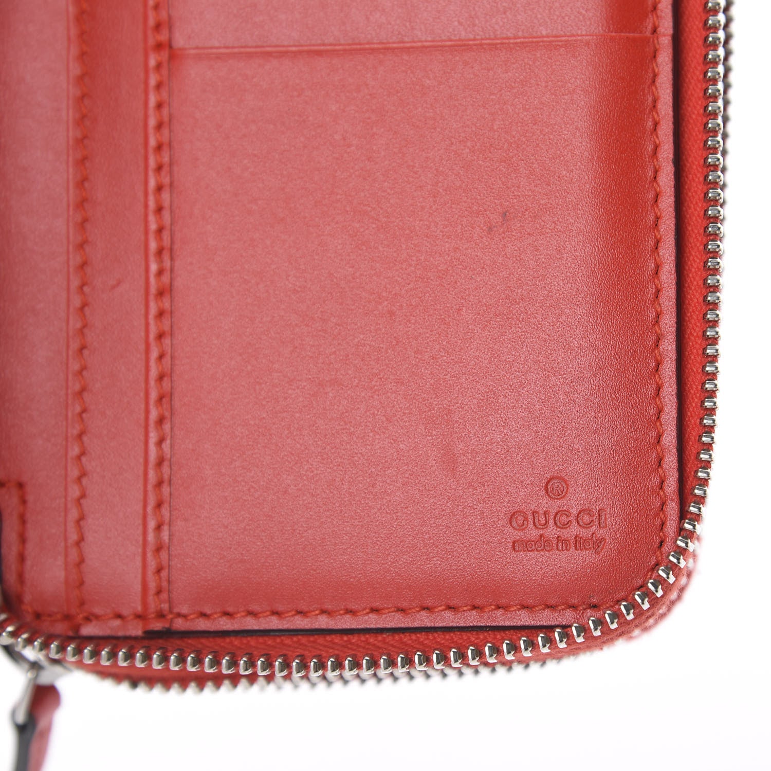 Gucci Guccissima Signature Zip Around Wallet Hibiscus Red 6 of 6