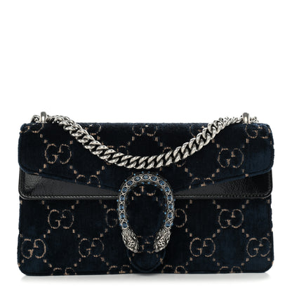 Gucci Velvet Skipper Crystal GG Monogram Small Dionysus Shoulder Bag Blue Beige Black 1 of 10