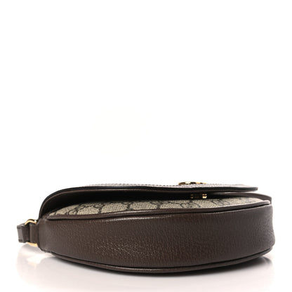 Gucci GG Supreme Monogram Textured Dollar Calfskin Web Mini Ophidia Flap Shoulder Bag Beige Ebony New Acero 4 of 10