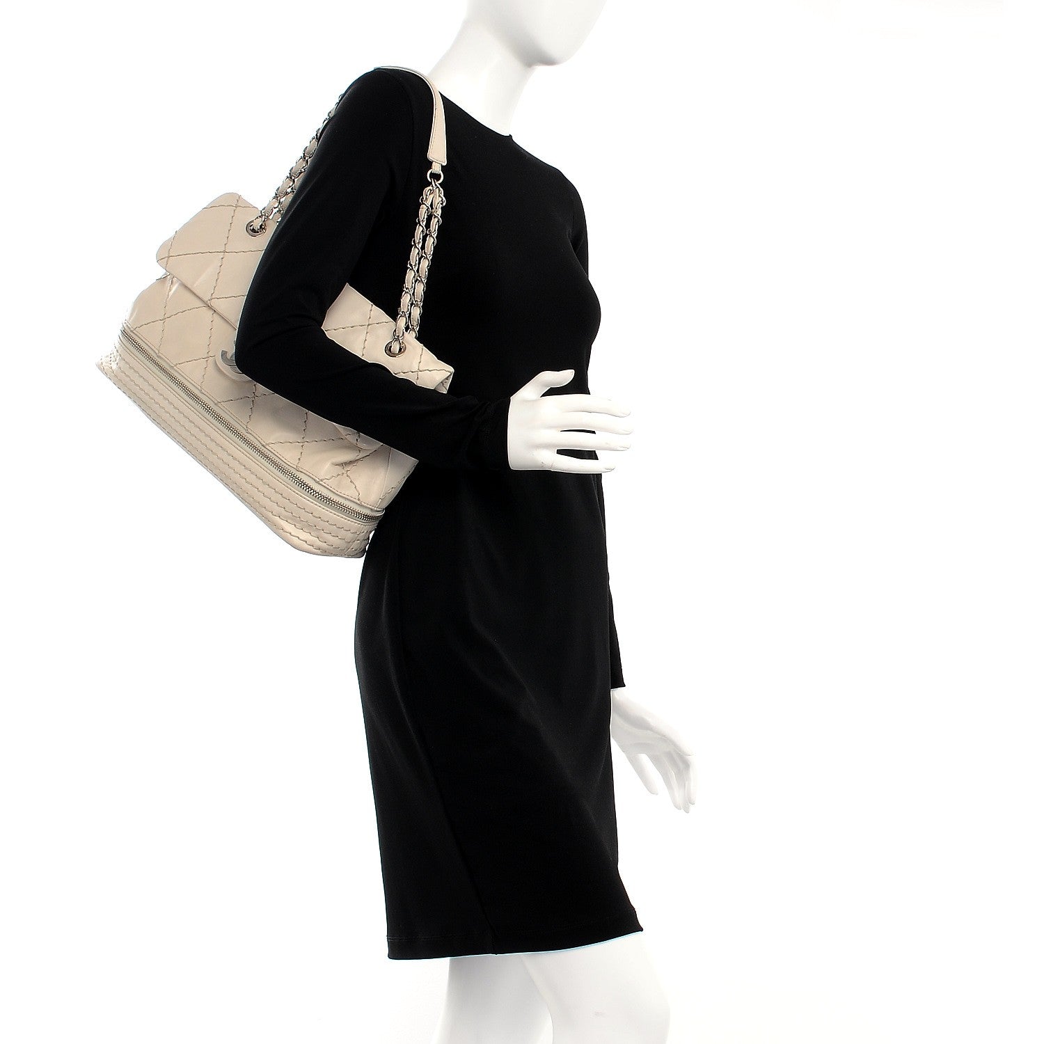 Chanel Calfskin Stitched Large Expandable Flap Bag White 2 of 7