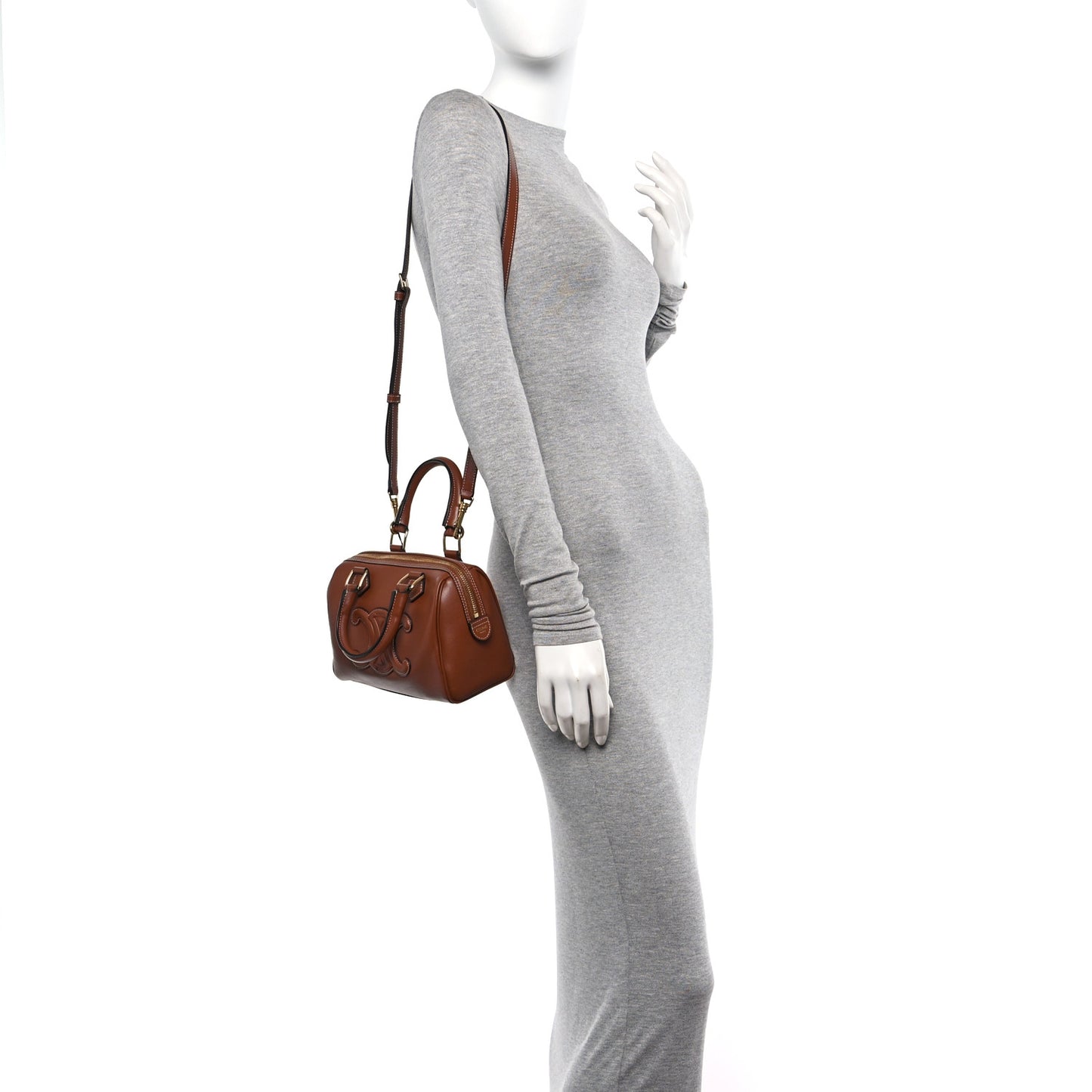 Smooth Calfskin Triomphe Small Boston Bag Tan
