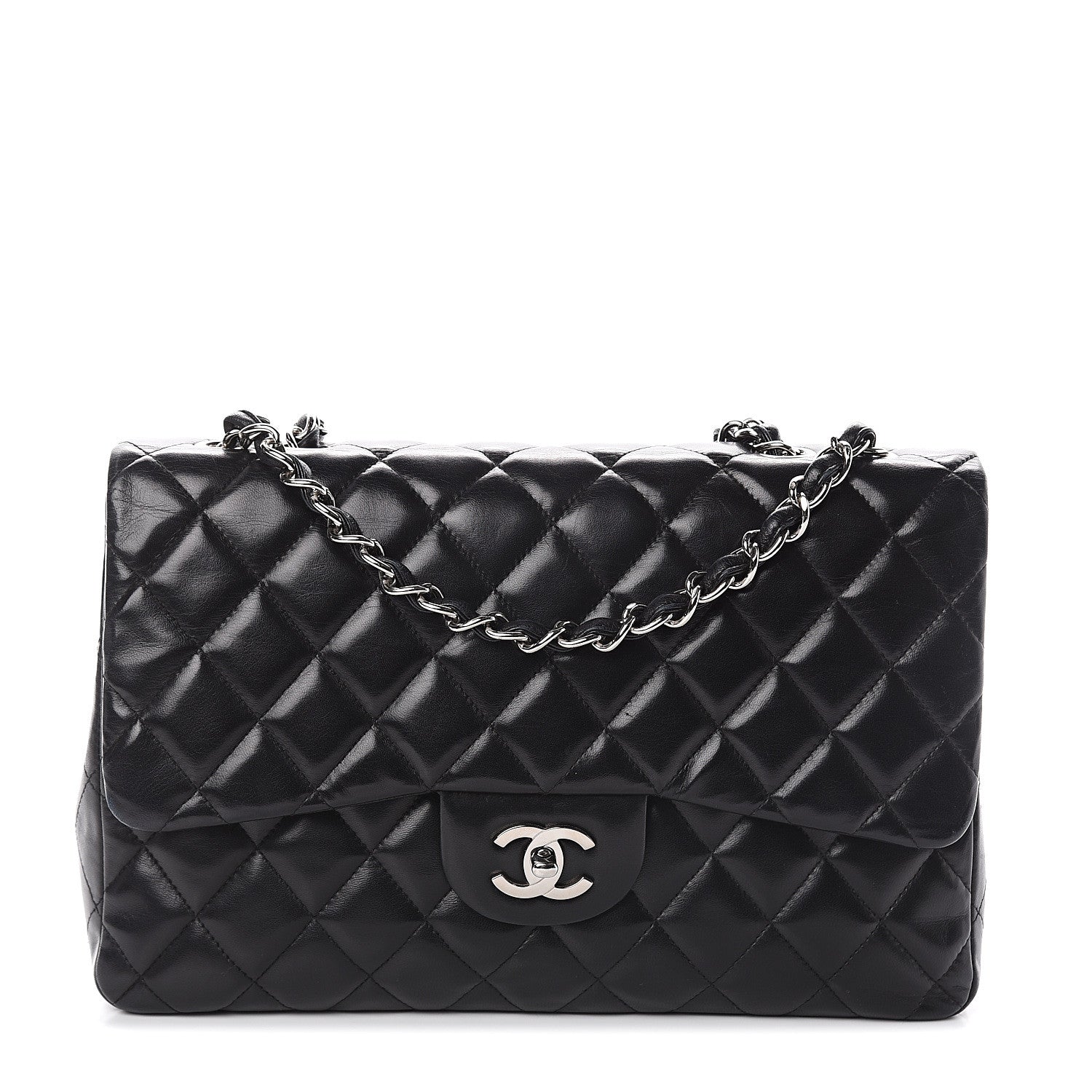 Chanel Lambskin Quilted Jumbo Single Flap Black 1 of 9