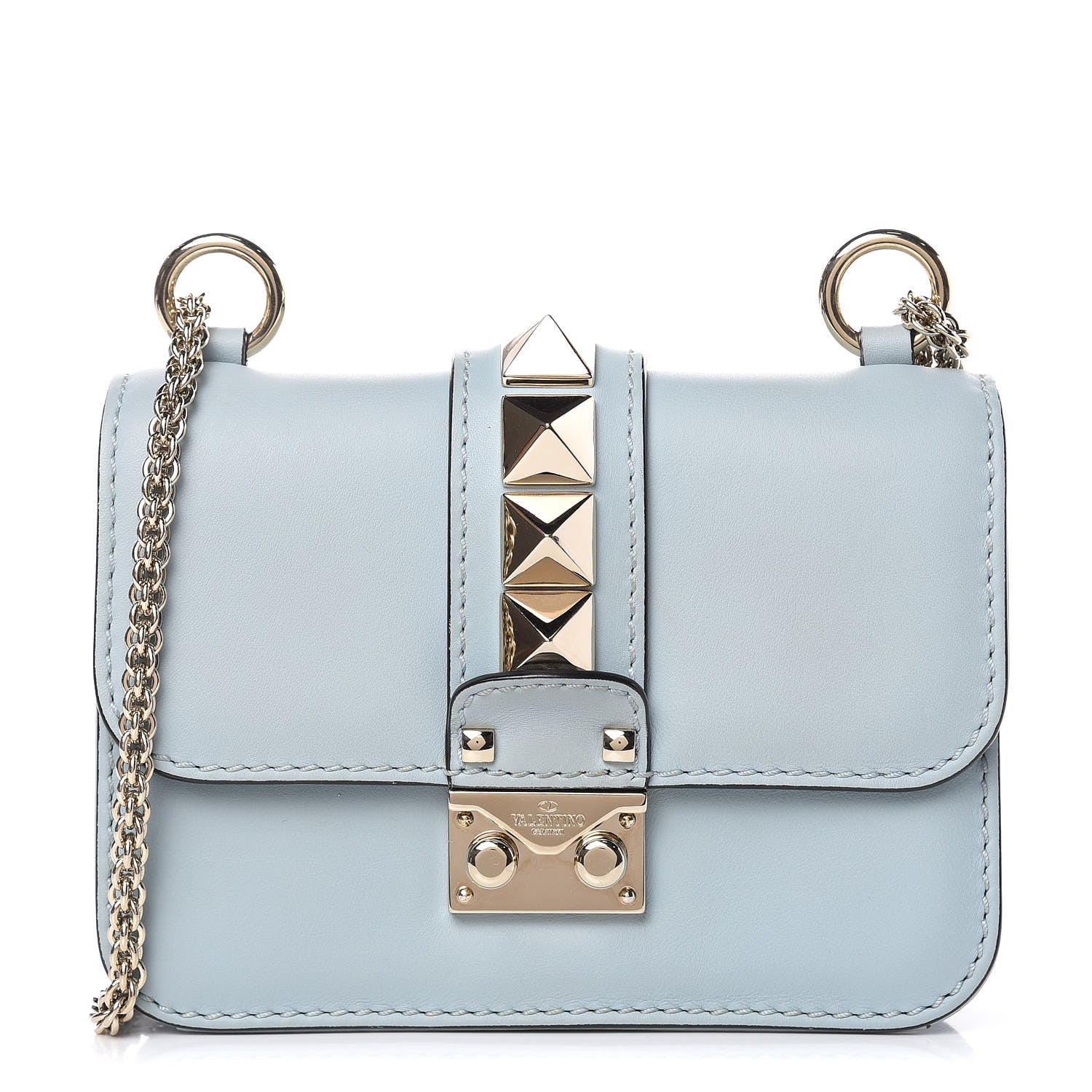 Valentino Garavani Vitello Mini Glam Lock Rockstud Flap Sky Sorbet 1 of 11