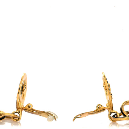 Chanel Enamel CC Drop Clip On Earrings Black Gold 3 of 4