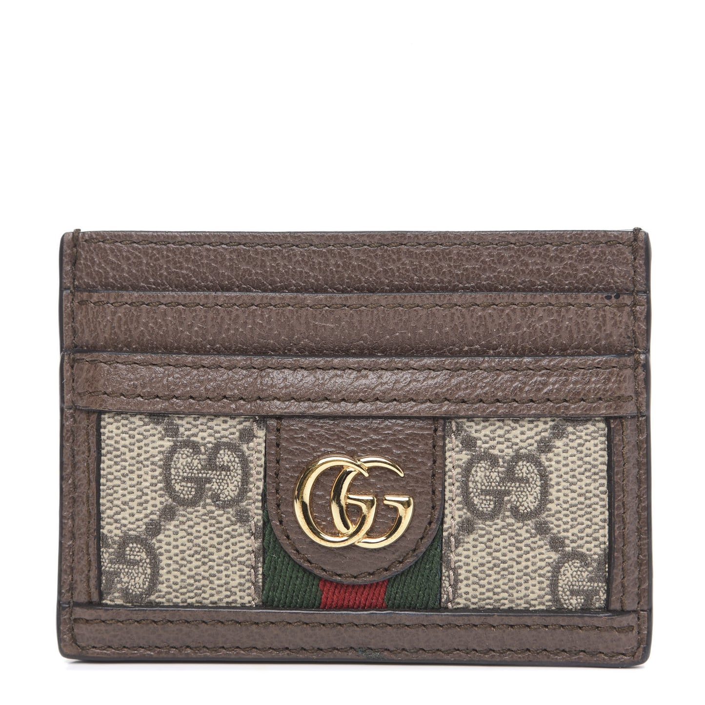GG Supreme Monogram Ophidia Card Holder Brown