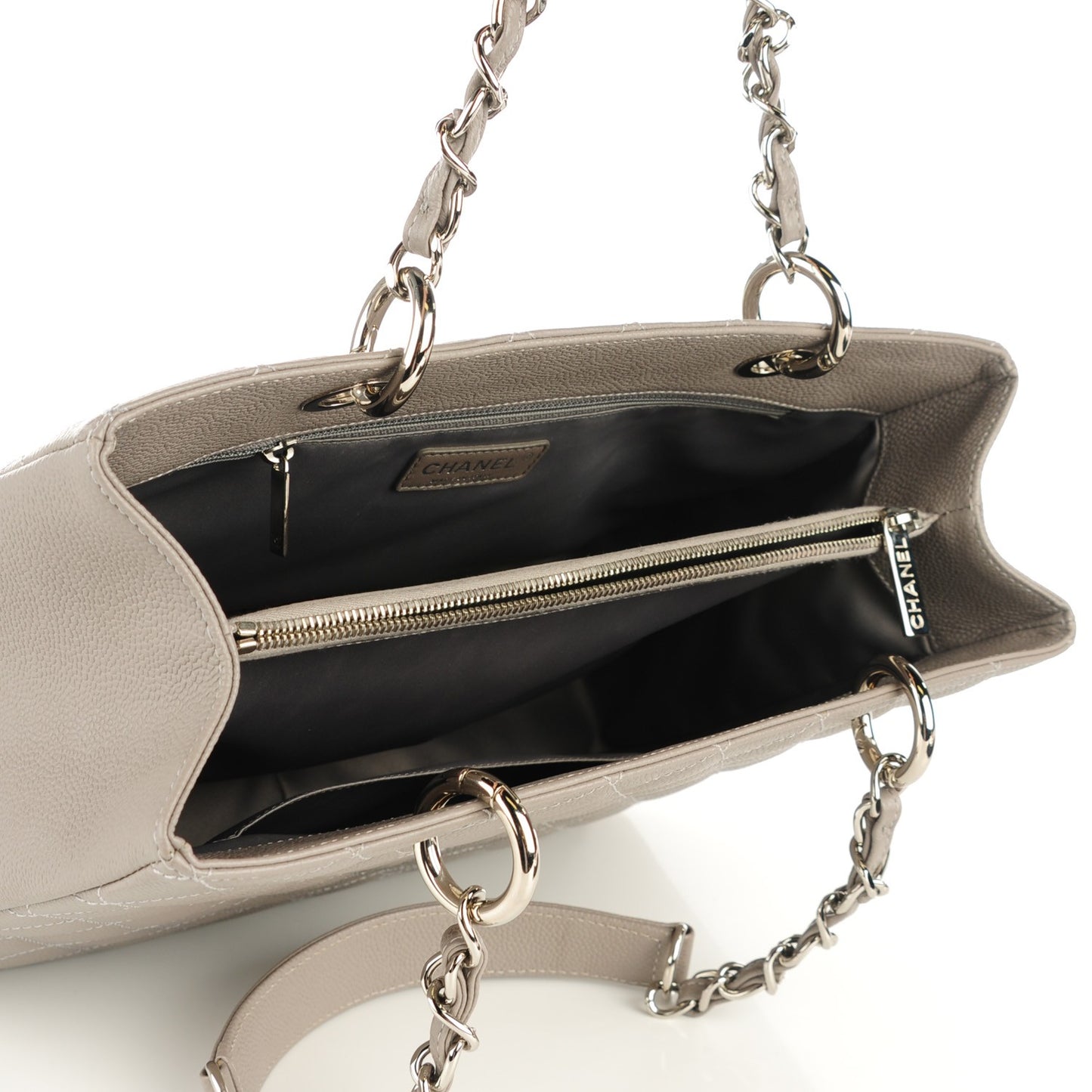 Caviar Quilted Grand Shopping Tote GST Light Grey