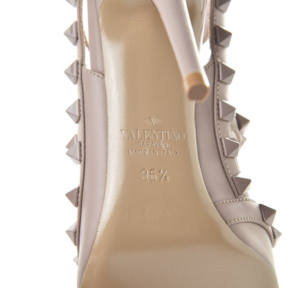 Valentino Garavani Calfskin Lacquered Monochrome Rockstud Ankle Strap 100mm Pumps 35.5 Poudre 6 of 8