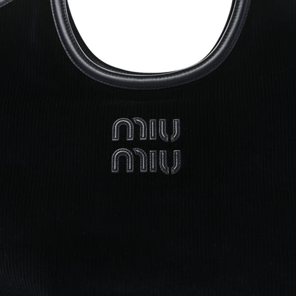 Miu Miu Corduroy Calfskin Large Ivy Tote Bag Navy 12 of 17