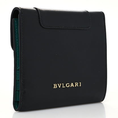 Bulgari Calfskin Serpenti Forever Wallet Black Emerald Green 3 of 11