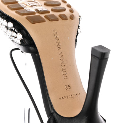 Bottega Veneta Mesh Nappa Crystal Embellished Sparkle Stretch Ankle Tie Sandals 35 Black 10 of 12