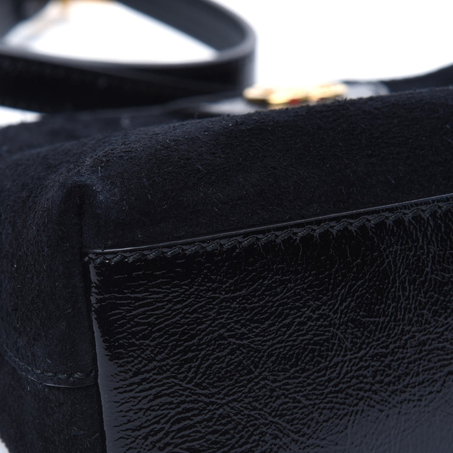 Suede Patent Web GG Small Ophidia Dome Shoulder Bag Black