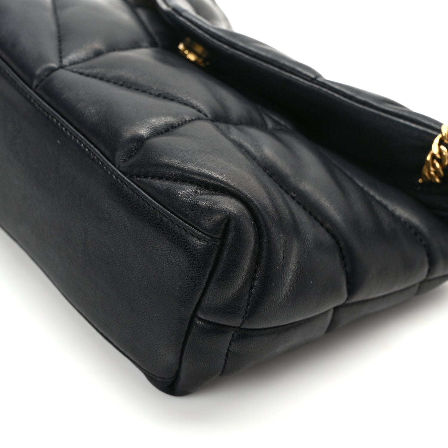 Saint Laurent Lambskin Quilted Toy Loulou Puffer Monogram Chain Satchel Black 10 of 12