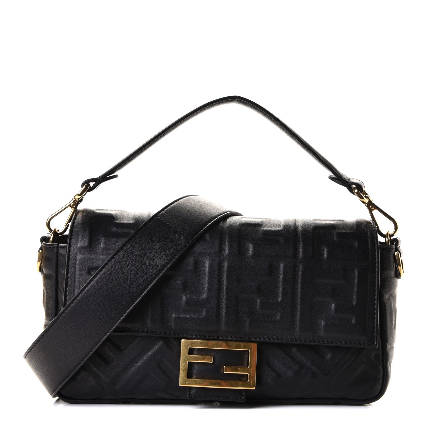 Fendi Nappa FF 1974 Embossed Baguette Black 1 of 8